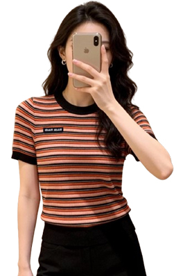 【ミュウミュウタイプ】レディース　ニット 半袖Tシャツ LAT0367