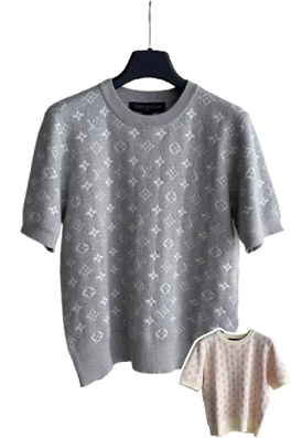 【ヴィトンタイプ】レディース　ニット 半袖Tシャツ LAT0382