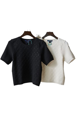 【ヴィトンタイプ】レディース　ニット 半袖Tシャツ LAT0433