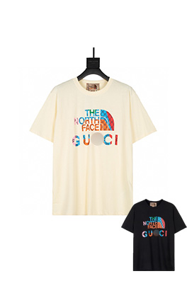 【グッチ】×【ノースフェイス】メンズ レディース 半袖Tシャツ  aat10561