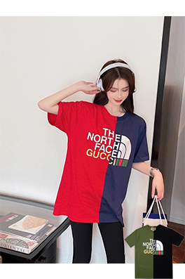 【グッチ】×【ノースフェイス】メンズ レディース 半袖Tシャツ aat11858