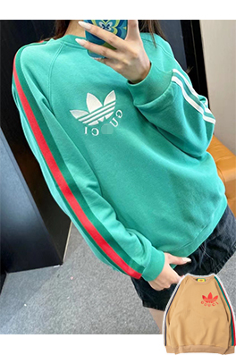 【グッチ】×【アディダス】メンズ レディース 長袖　スウェットTシャツ  aat13185