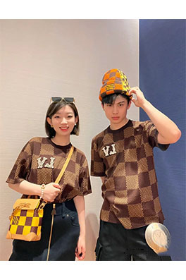【ヴィトンタイプ】メンズ レディース ニット半袖Tシャツ   aat16815