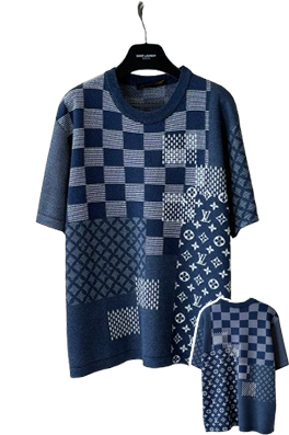 【ヴィトンタイプ】メンズ レディース　ニット 半袖Tシャツ  aat23012