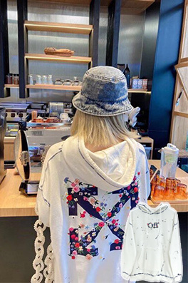 【オフホワイト】 メンズ レディース フード Tシャツ パーカー   aat9315