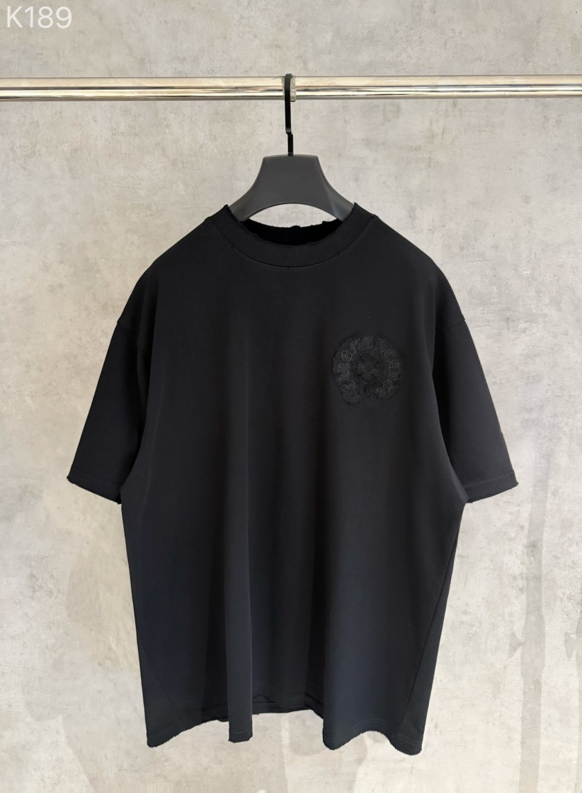 (クロムハーツ) Tシャツ 半袖 [ブラックXL]　新古良品。格安提供品。 クロムハーツ CHROME HEARTS バックロゴ ポケット付き 半袖Tシャツ